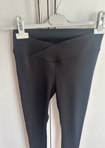 s Beden Siyah Kadın Spor Tayt Velcro Detaylı