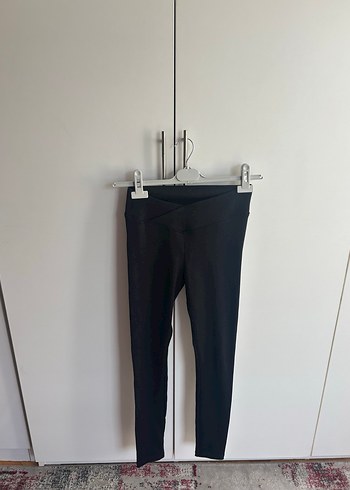 Siyah Kadın Spor Tayt Velcro Detaylı