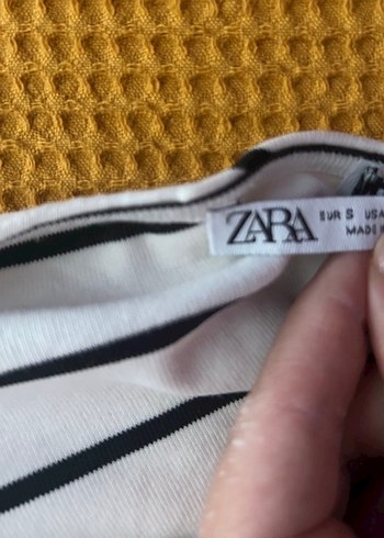Zara Çizgili Fırfırlı Hamile Bluzu