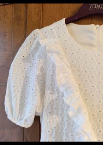 Fistolu Beyaz Maxi Elbise - Görsel 4