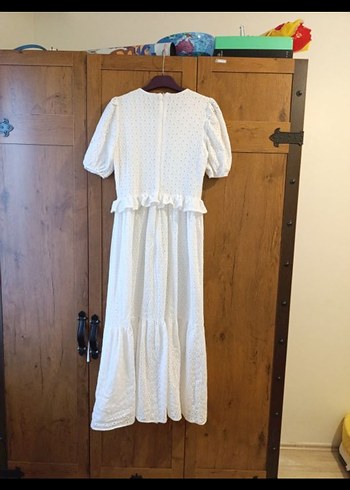 Fistolu Beyaz Maxi Elbise - Görsel 5