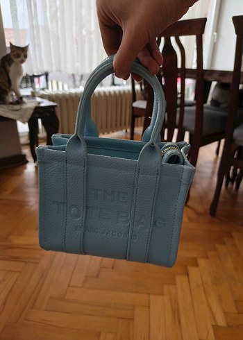 Mavi Deri Kadın El Çantası mini - Görsel 2