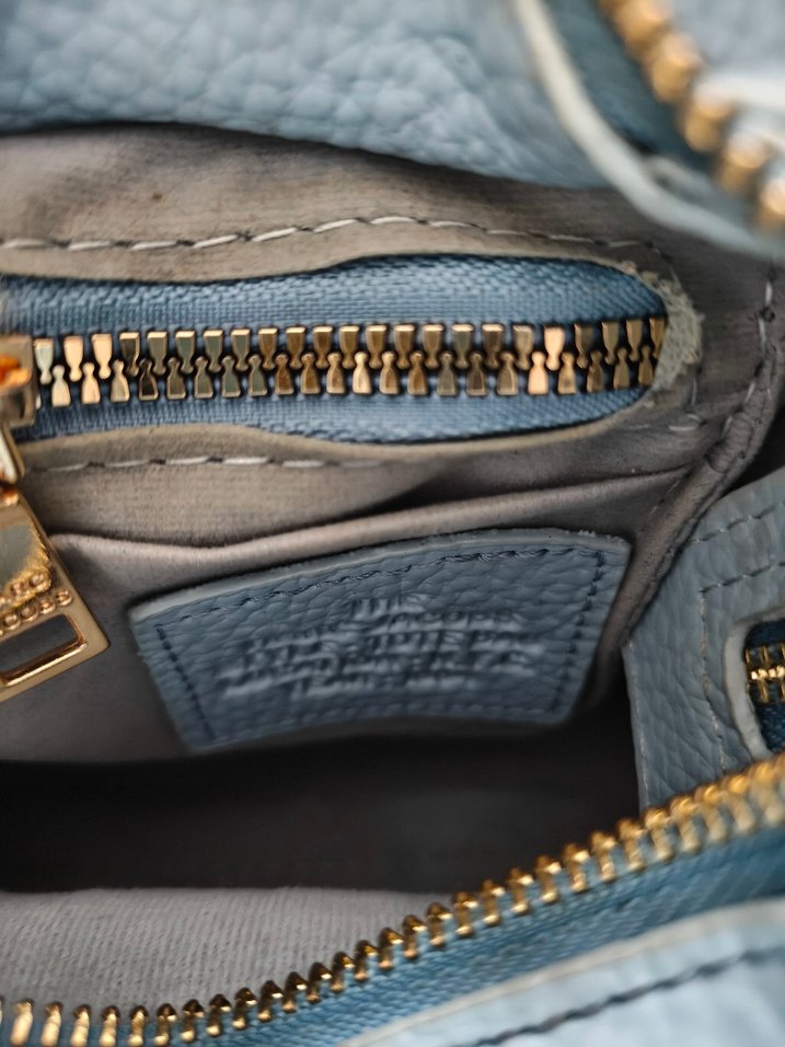 Mavi Deri Kadın El Çantası mini - Görsel 5