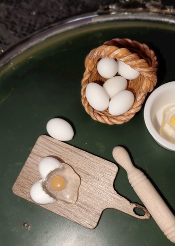 Beden Renk Mini Ahşap Merdane ve Yumurta Seti