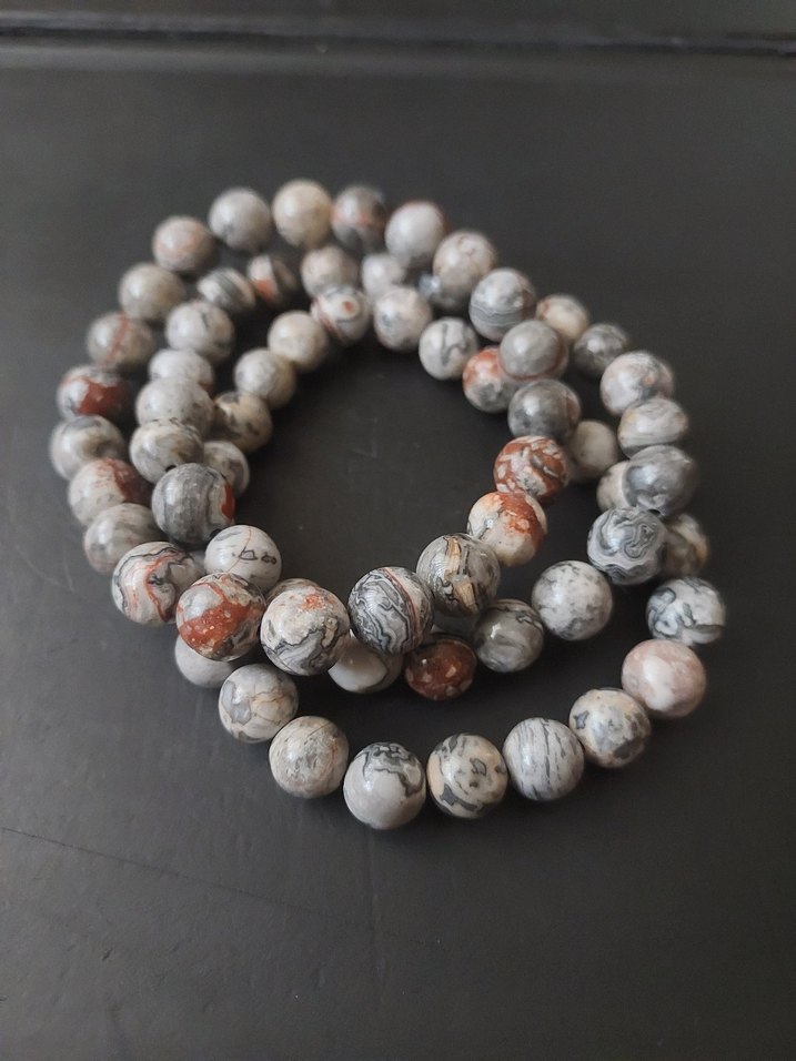 Gri Jasper 8mm bileklik - Görsel 2