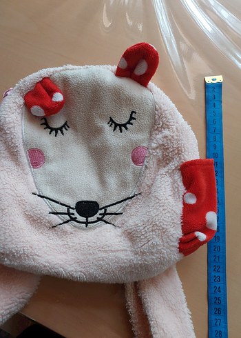 Nakışlı Pembe Peluş Kedili Çanta - Görsel 3