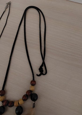 Kahverengi Bohem Kadın Kolye Tüy Detaylı - Görsel 7