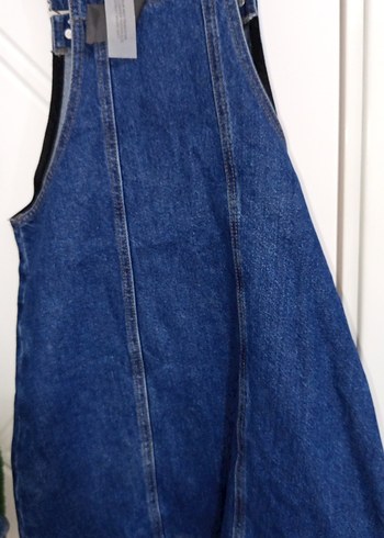 Kadın Koyu Mavi Kot Midi Salopet - Görsel 4