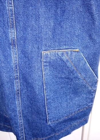 Kadın Koyu Mavi Kot Midi Salopet - Görsel 3