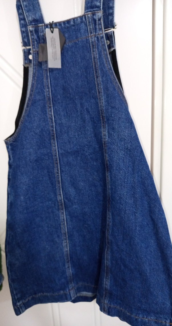 Kadın Koyu Mavi Kot Midi Salopet - Görsel 4