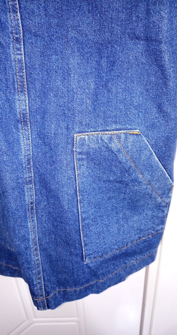 Kadın Koyu Mavi Kot Midi Salopet - Görsel 3