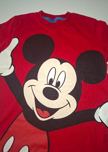 4 Yaş Beden Kırmızı Mickey Mouse Baskılı Erkek Tişört