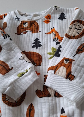 5 Yaş Beden beyaz Renk Erkek Çocuk Uzun Kollu Sweatshirt