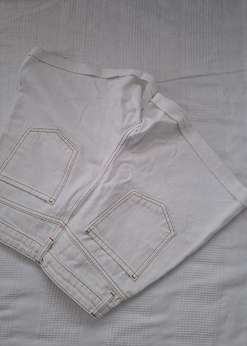 s Beden Beyaz Kadın Denim Şort