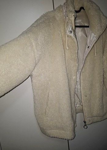 Bej peluş mont - Görsel 6