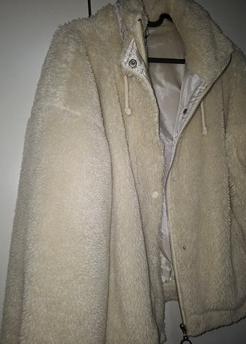 Bej peluş mont - Görsel 3