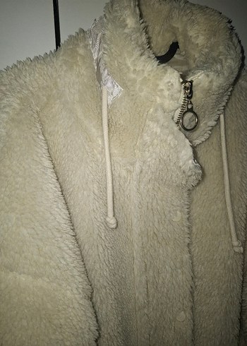 Bej peluş mont - Görsel 5