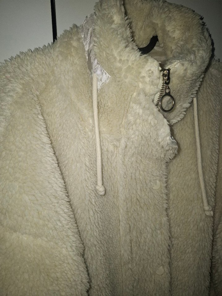 Bej peluş mont - Görsel 5