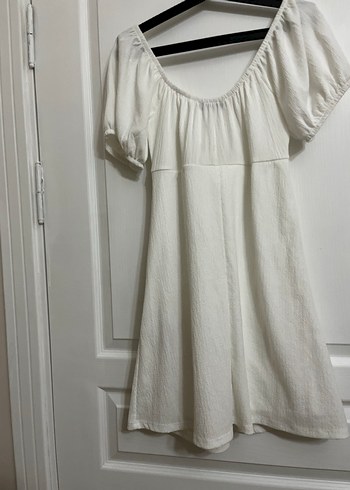 Bohem Beyaz Keten Midi Elbise - Görsel 3