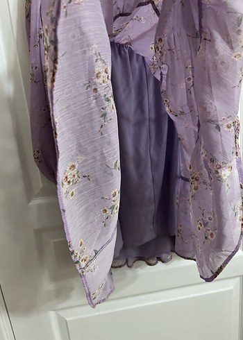 Bohem Mor Mini Elbise Fırfırlı Askılı - Görsel 2