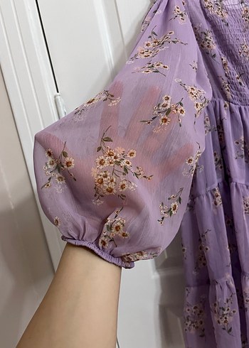 Bohem Mor Mini Elbise Fırfırlı Askılı - Görsel 3