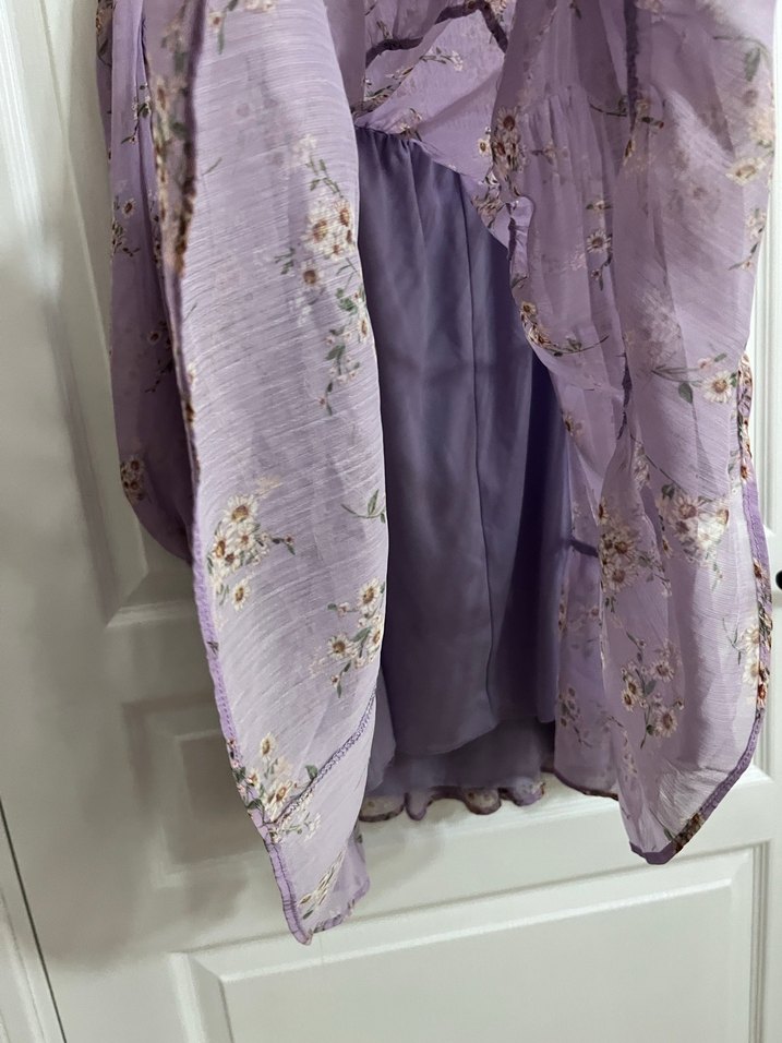 Bohem Mor Mini Elbise Fırfırlı Askılı - Görsel 2