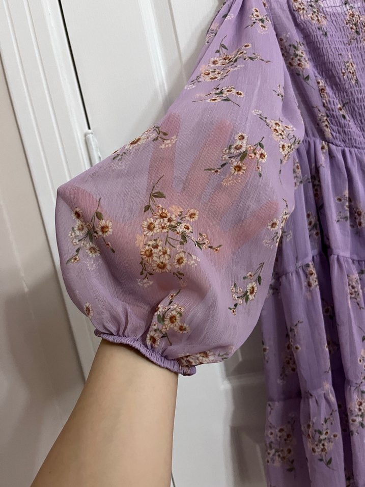 Bohem Mor Mini Elbise Fırfırlı Askılı - Görsel 3