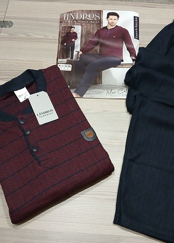 Bordo Düğmeli KIŞLIK TRİKO Erkek Pijama Takımı - Görsel 4