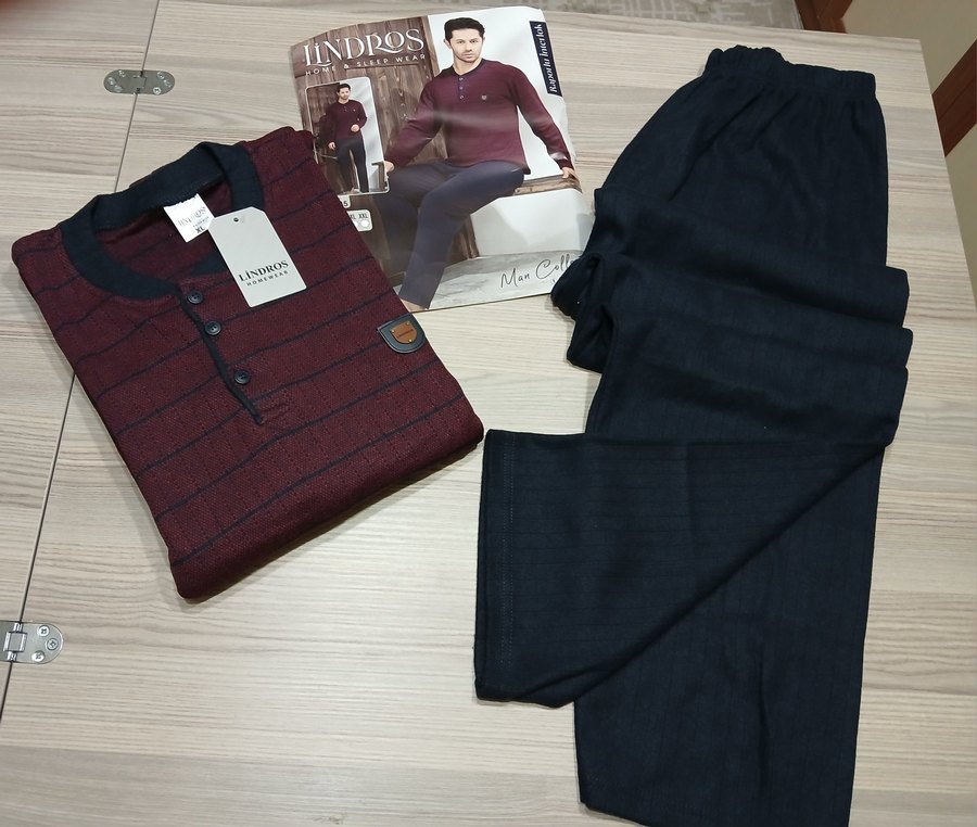 Bordo Çizgili Erkek Pijama Takımı - Görsel 5