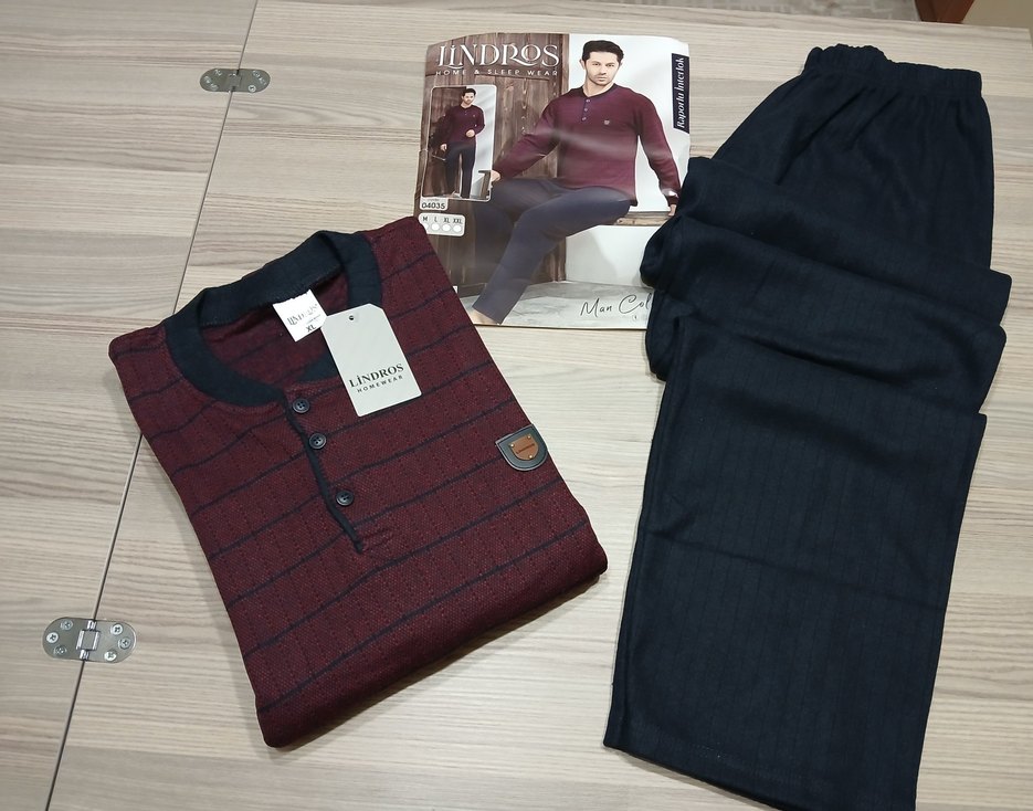 Bordo Çizgili Erkek Pijama Takımı - Görsel 4
