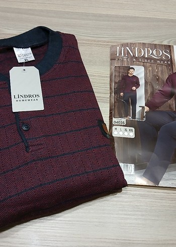 Bordo Erkek Uzun Kollu Triko Pijama Takımı - Görsel 3