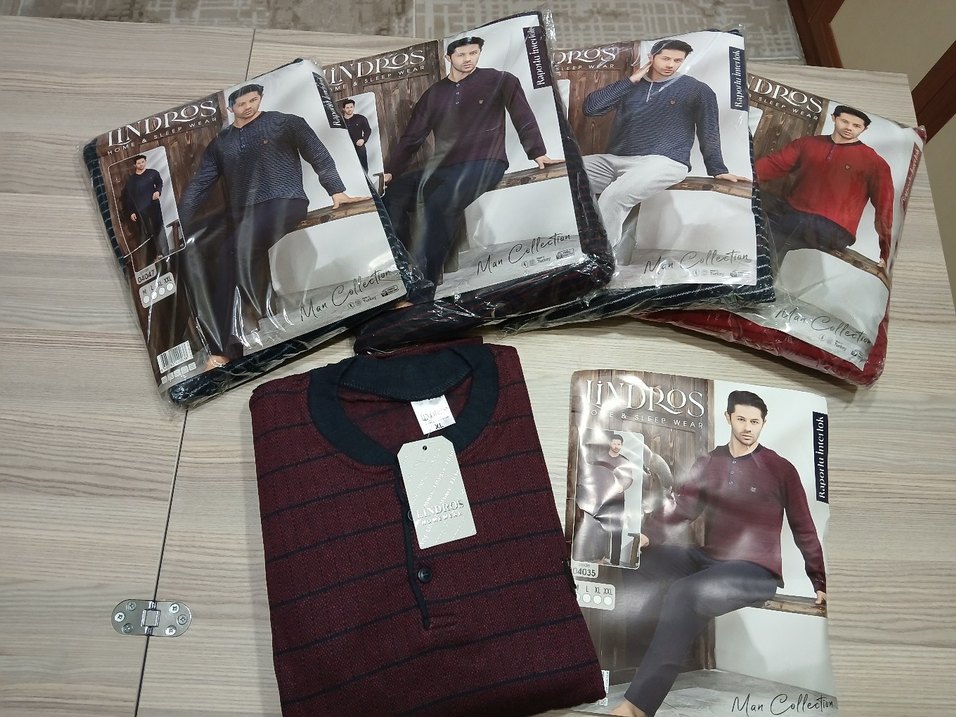 Bordo Erkek Uzun Kollu Triko Pijama Takımı - Görsel 5