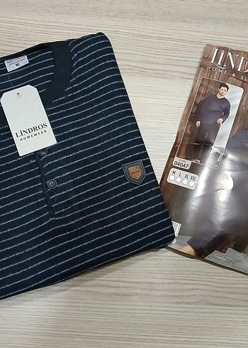 Erkek Lacivert Çizgili Uzun Kollu Pijama Takımı - Görsel 2