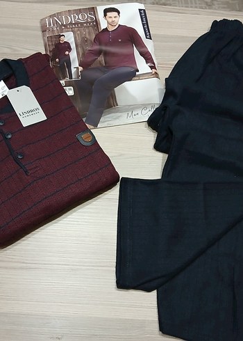 Bordo Düğmeli KIŞLIK Erkek Pijama Takımı - Görsel 4