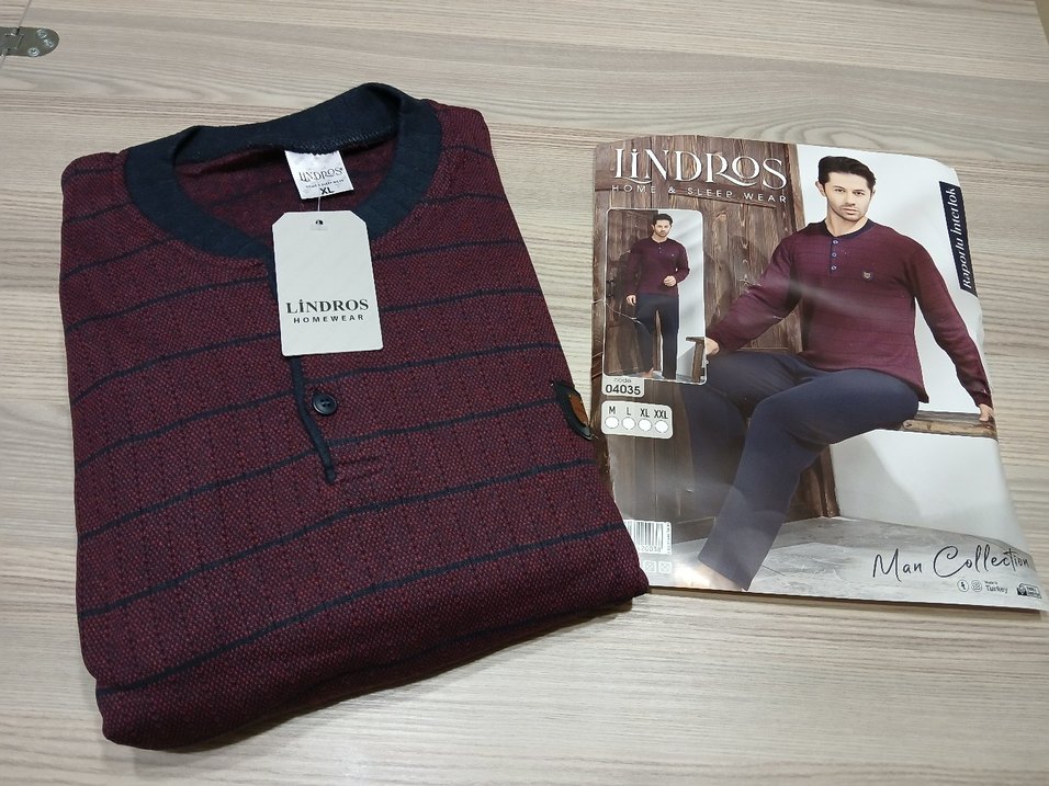 Bordo Düğmeli KIŞLIK Erkek Pijama Takımı - Görsel 5