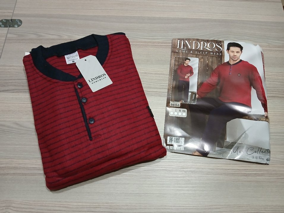 Bordo Düğmeli Erkek Kışlık Pijama Takımı - Görsel 2