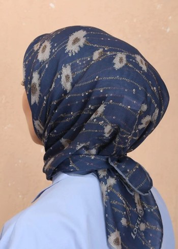 Bohem Şık Koyu Mavi Kadın Fular - Görsel 2