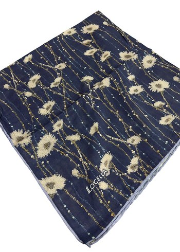 Bohem Şık Koyu Mavi Kadın Fular - Görsel 3