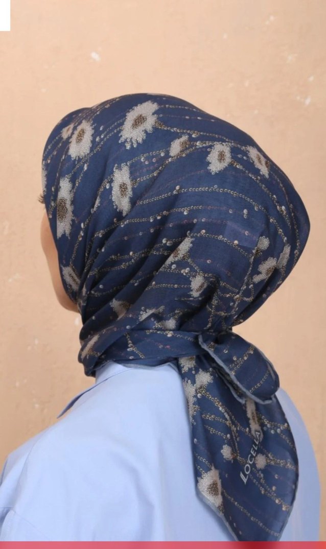 Bohem Şık Koyu Mavi Kadın Fular - Görsel 2