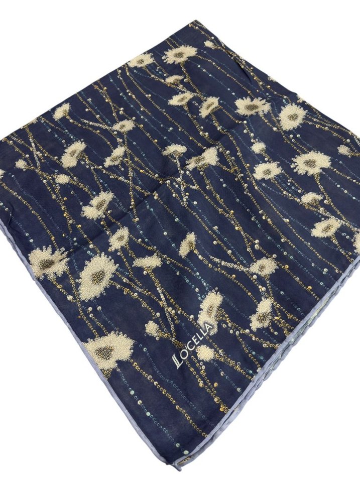 Bohem Şık Koyu Mavi Kadın Fular - Görsel 4