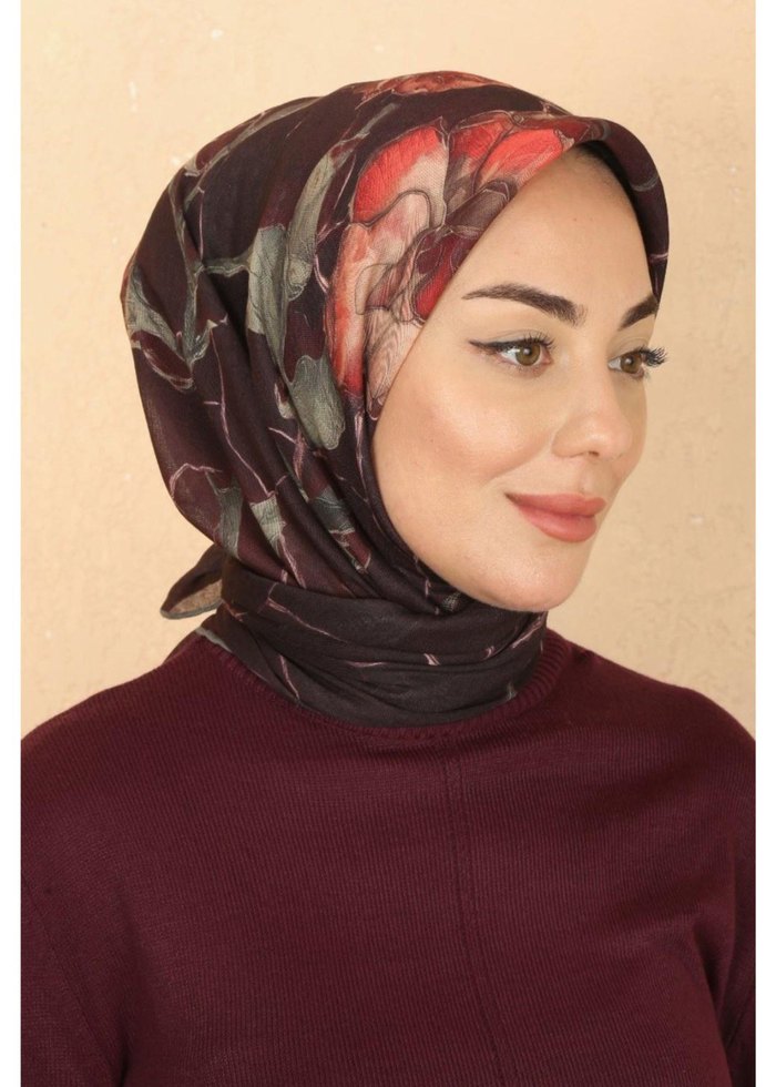 BORDO PAMUK SOFT EŞARP - Görsel 3