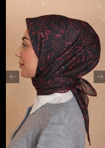 siyah bordo Desenli Kadın soft eşarp - Görsel 2