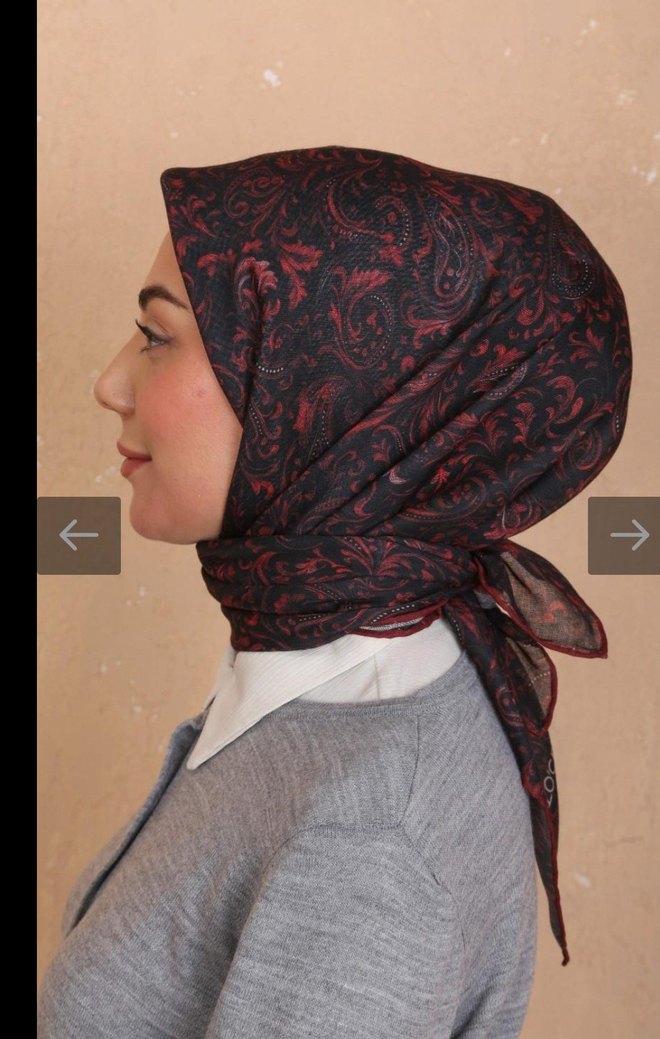 siyah bordo Desenli Kadın soft eşarp - Görsel 2
