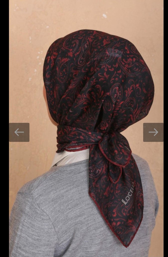 siyah bordo Desenli Kadın soft eşarp - Görsel 3