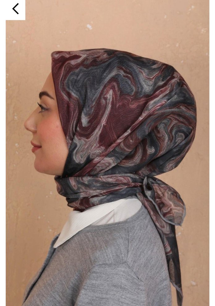 BORDO GRİ  SOFT PAMUK EŞARP - Görsel 2