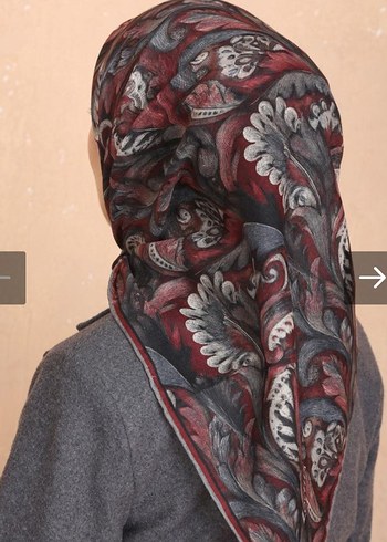 BORDO GRI  SOFT PAMUK EŞARP - Görsel 3