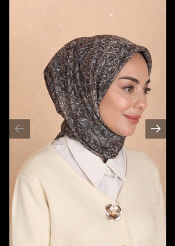 Bohem Tarzda Kahverengi Gri Desenli Kadın soft eşarp - Görsel 2