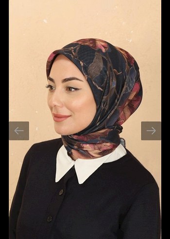 LACİVERT ÇİÇEKLİ SOFT PAMUK EŞARP - Görsel 4