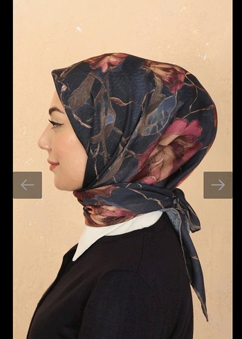 LACİVERT ÇİÇEKLİ SOFT PAMUK EŞARP - Görsel 2