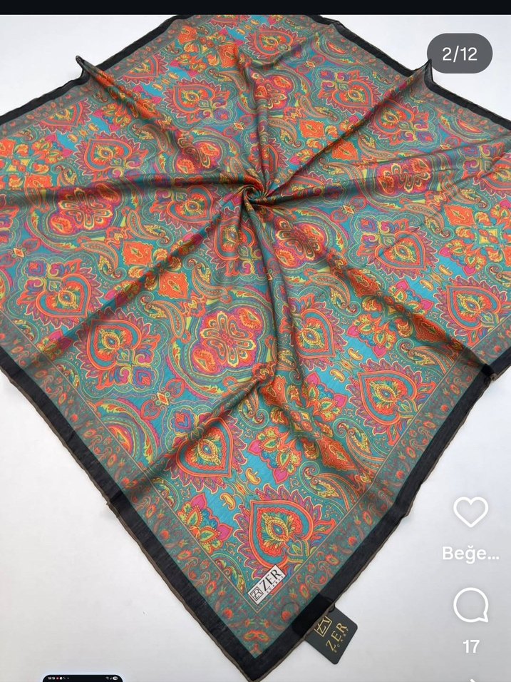 Çok Renkli Kadın  organik pamuk Eşarp - Görsel 2